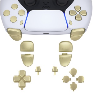 ชุดปุ่มโลหะสีแชมเปญทอง ครบชุด พร้อมปุ่ม D-pad, R1, L1, R2, L2, ปุ่มทริกเกอร์, ปุ่มแชร์, ปุ่มตัวเลือก และปุ่มหน้า สำหรับคอนโทรลเลอร์ PS5 รุ่น BDM-030/040/050 - Product Image 4