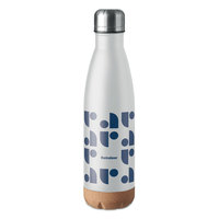 Bouteille isotherme en acier inoxydable personnalisable avec logo, double paroi sous vide, base en liège, portable, pour activités de plein air, sport, fitness, bureau, cadeau