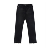 Jeans droits taille haute pour hommes, coupe slim, effet vieilli, denim rigide de qualité supérieure, vente en gros, faible MOQ, services OEM ODM