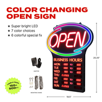 Panneau d'affichage des heures d'ouverture des commerces à LED mural, programmable, affichage numérique de l'heure, panneau lumineux ouvert pour magasin de détail, bar, café