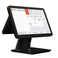 Software POS Cashcow de Uso Gratuito de por Vida, Máquina POS Android para Comercio Minorista y Restaurantes, Pantalla Dual de 15.6 Pulgadas, Android 11, Almacenamiento de 4+32 GB, RK3288