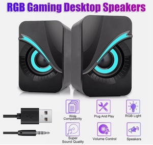 Altavoces Electrónicos RGB para Juegos, Altavoces de Escritorio Electrónicos Futuristas con Luces LED de Colores para <span class=keywords><strong>PC</strong></span> - Product Image 4