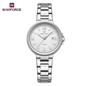 นาฬิกา NAVIFORCE รุ่น 5077 นาฬิกาควอตซ์เรืองแสง สายสแตนเลสสตีล นาฬิกาควอตซ์คลาสสิก แสดงวันที่และปฏิทิน นาฬิกาข้อมือลำลองสำหรับสุภาพสตรี - Product Image 2