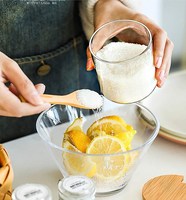 Pour bocaux en verre borosilicaté micro-ondable IKOO avec couvercle en bois et cuillère pour le stockage des aliments ou l'organisation des épices pour les cadeaux
