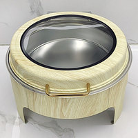 Service de Buffet de Luxe pour Restaurants : Ensemble de Plats Effet Bois, Chauffe-Plats Hydraulique 6L pour Buffet et Plats Chauds