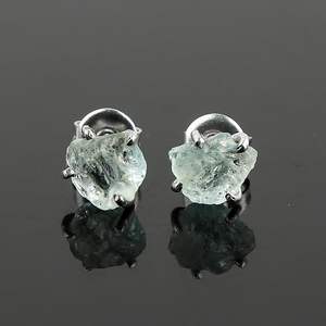 Pendientes de Cristal de Aguamarina Natural con Engaste de Garra, Piedra en Bruto, Unisex, para Uso Diario, Verde, Piedra de Nacimiento de Marzo - Product Image 2