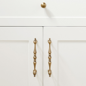 Solid Brass Cabinet Handle Drawer Pull Antique Brass <strong>Knob</strong> French Style Wardrobe Handle Furniture Hardware - Product Image 2