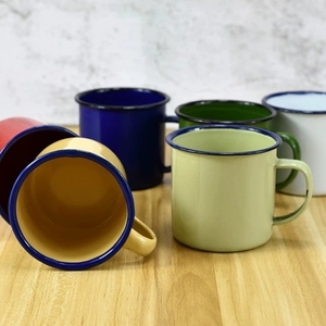 Mug à café en émail portable personnalisé avec logo, 6 cm, tasse en céramique durable avec poignée pour le camping - Product Image 2
