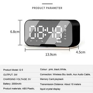 Loa Gương Led Mini Q5 Cao Cấp Đồng Hồ Kỹ Thuật Số Báo Thức Kép Radio FM Aux TF Màn Hình Lớn Loa Không Dây Sạc Di Động - Product Image 4