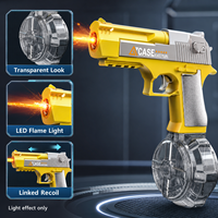 CY114 Pistolet à eau électrique transparent doré avec effet de lumière flamme et action intégrée pour les jeux d'été en extérieur