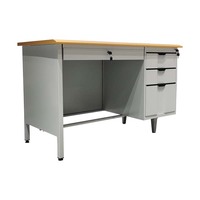 Table de travail en acier fonctionnelle au design simple, avec plusieurs tiroirs, bureau d'ordinateur en métal avec tiroirs