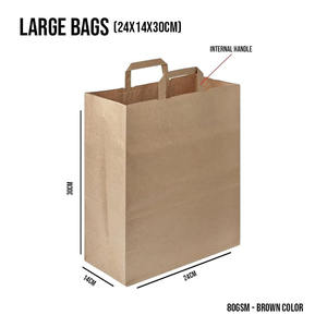 <span class=keywords><strong>Precio</strong></span> de fábrica Restaurante Marrón Moda para llevar Sándwich Comestibles Pastel Embalaje Sos Kraft Bolsas de papel marrones grandes con asas - Product Image 2