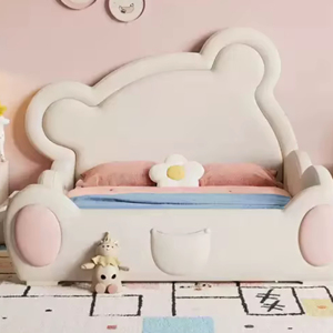 Girls Cute Wood Full Size Daybed <b>with</b> Stars and <b>Slide</b> Comfortable Modern Bedroom Cotton Upholstery Furniture - Product Image 1