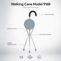 Canne de marche pliante en aluminium avec siège, légère, pour personnes âgées et handicapées, facile à transporter, utilisation en extérieur, hauteur réglable, poignée en PVC, stable