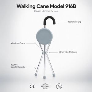 Canne de <span class=keywords><strong>marche</strong></span> pliante en aluminium avec siège, légère, pour personnes âgées <span class=keywords><strong>et</strong></span> handicapées, facile à transporter, utilisation en extérieur, hauteur réglable, poignée en PVC, stable - Product Image 3