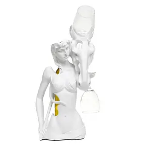 Resina piccola scultura portabottiglie decorazione bellezza ragazza modello portabottiglie whisky portabottiglie figurina