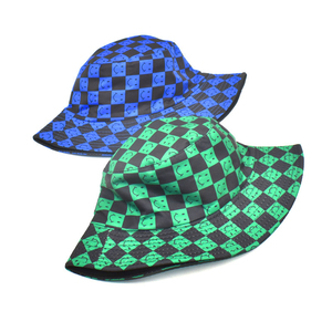 Protector solar para mujer, gorra de lavabo Reversible de doble cara para hombre, con estampado de Panamá Gorras, sombreros de pescador de pesca, <span class=keywords><strong>sombrero</strong></span> de cubo a cuadros con sonrisa - Product Image 4