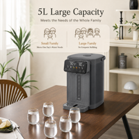 Bouilloire électrique en acier inoxydable 5L, chauffage rapide, thermo, multi-températures, distributeur d'eau chaude contrôlé par application, économie d'énergie, hôtel