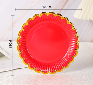 Assiettes en papier à bord doré festonné, assiettes à dessert jetables pour fêtes d'anniversaire, mariages - Product Image 5