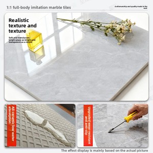 Carreaux <span class=keywords><strong>de</strong></span> sol en céramique pleine masse effet marbre du Guangdong 800x800mm, design moderne, surface émaillée antidérapante, haute absorption d'eau, brillants - Product Image 3