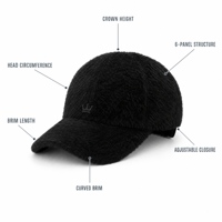 Casquette de baseball vintage personnalisée noire en fausse fourrure avec nœuds, visière incurvée en jersey, douce et chaude, pour homme et femme, sports d'équipe