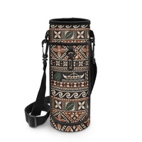 Sac fourre-tout pour bouteille d'eau avec motif géométrique de l'île de Masi Tapa, avec clip et bandoulière