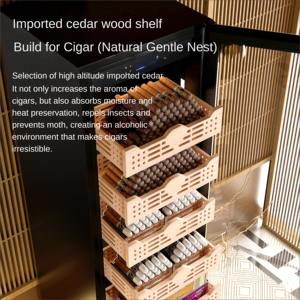 Grand Humidor Électrique en Acier Inoxydable avec Thermostat Réglable, Écran Tactile LCD, Bois de Cèdre, Capacité 308L pour Présentoir à Cigares - Product Image 3