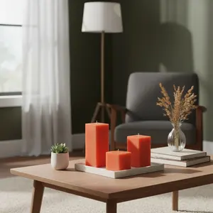 MUMHANE Juego de 3 Velas Cuadradas Rojas - Product Image 2