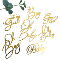 Oh Baby Tortendekoration - Goldene Acryl-Babyparty-Kuchendekoration für Geschlechtsoffenbarungsparty/Baby-Fotorequisiten Party-Fotodekorationen