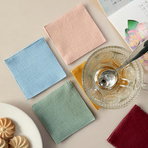 แผ่นรองแก้วชาผ้าลินินคอตตอนทรงสี่เหลี่ยม สีพื้น ป้องกันความร้อน ใช้ในบ้าน สีแอพริคอต สีงา สีเขียวถั่ว สีเหลืองขิง สีแดงไวน์ สีเขียวเข้ม - Product Image 4