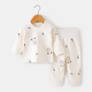 Wholesale 2Pcs Cute Cotton Newborn Kids Clothing Spring Toddle Print Pajamas Long Sleeve Baby Boys Girls Clothes Sets