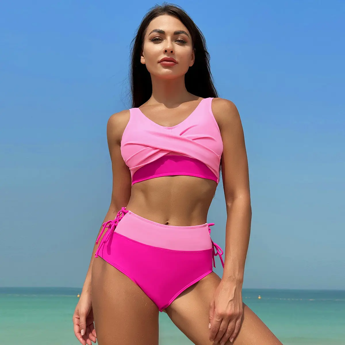 2024 high quality Custom Bathing Suit String Bikini pink 2 Piece Set Beachwear Fitness Women's Swimwear Swimsuit For Women