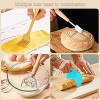 Mehlen Banneton en acier, panier à pain en filet, brosse à pain, panier à pain en métal, mini paniers à pain, doublure en toile de silice, planche à pétrir, boîtes