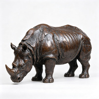 Figurines de faune africaine en bronze artisanales Lion Éléphant Girafe Rhinocéros Zèbre Hippopotame Guépard Buffle Collection de décoration Safari