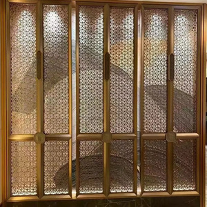 Tùy Chỉnh Sảnh Khách Sạn Vàng Cắt Laser Kim Loại Màn Hình Thép Không Gỉ Không Thấm Nước Bong Bóng Trang Trí Phòng Chia Phân Vùng - Product Image 6