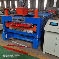 Machine de formage à rouleaux à double pont pour tôles d'acier de tuiles de toit trapézoïdales à ondulations d'eau