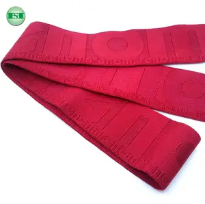 Bande élastique jacquard avec logo, en spandex rouge, personnalisé, pour conception de lettres, une couleur