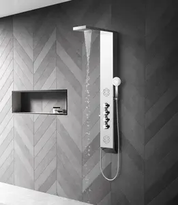 Gentory浴缸水龙头淋浴装置发光二极管8k镜面不锈钢水龙头淋浴浴室壁挂式淋浴面板GS012