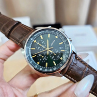Jam Tangan Pria Dua Warna Emas Perak Dial Putih Gaya Kronograf Tachymeter Jam Tangan Bisnis Kasual