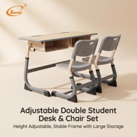 Ensemble bureau et chaise d'écolier réglables en hauteur, avec structure en acier, résistant à l'eau et robuste, pour appels d'offres gouvernementaux