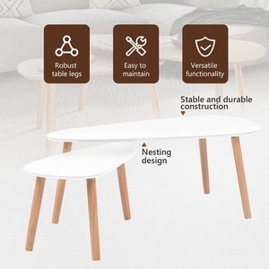 Moderner Wood <span class=keywords><strong>Nesting</strong></span> Couch tisch 2 PCS, Beistell tisch mit Beinen aus massivem Kiefernholz für das Wohnzimmer - Product Image 5
