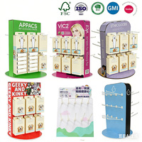 Présentoir de sol rotatif en carton recyclable pour chaussettes, avec crochets, pour supermarchés et magasins de marque