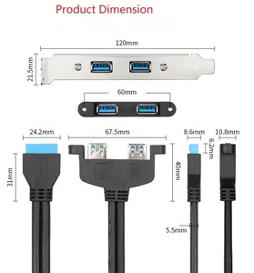 50cm Bảng điều khiển núi kép <span class=keywords><strong>USB</strong></span> <span class=keywords><strong>3</strong></span>.<span class=keywords><strong>0</strong></span> một nữ để Bo mạch chủ 20 pin Y Splitter Adapter Cáp - Product Image 4