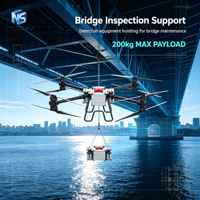 Drone de transport de marchandises industriel à forte capacité de levage pour le transport de forets miniers, de bobines de câbles et de consommables sur terrain minier accidenté