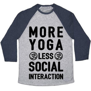 Camiseta de béisbol unisex Tri-Blend de More Yoga Less Social Interaction - Product Image 1