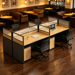 Professional 4 Person Wood Office Cubicle Workstation Modular Staff Desk Drawer Storage Modern Call Center <b>Partition</b> Home/Office - Product Image 1