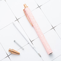 Stylo bille rétractable en métal 1,0 mm, motif floral, avec paillettes brillantes, idéal pour l'écriture et le journaling, cadeau parfait pour femmes et jeunes filles