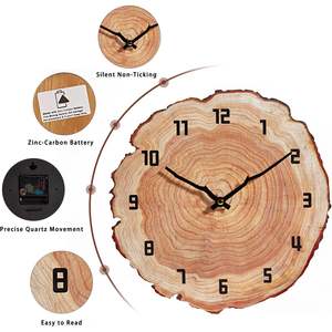 YRUDMBIN orologio da parete in legno rustico da 12 pollici silenzioso a batteria numeri decorazioni per la casa per la cucina bagno camera da letto soggiorno - Product Image 3