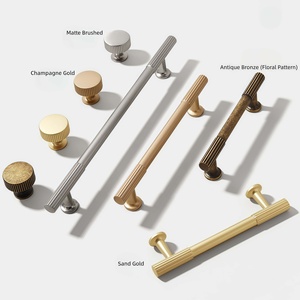 Cream Style Zinc Alloy Cabinet Pulls Handles Knurled Gold <strong>French</strong> Minimalist Design Durable for Wardrobe Drawer Home Bar Bedroom - Product Image 2