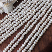 Perles d'eau douce naturelles ovales sans noyau de 4 mm, enfilées horizontalement, 39 cm, haute brillance, semi-finies, brutes, pour bricolage fait main